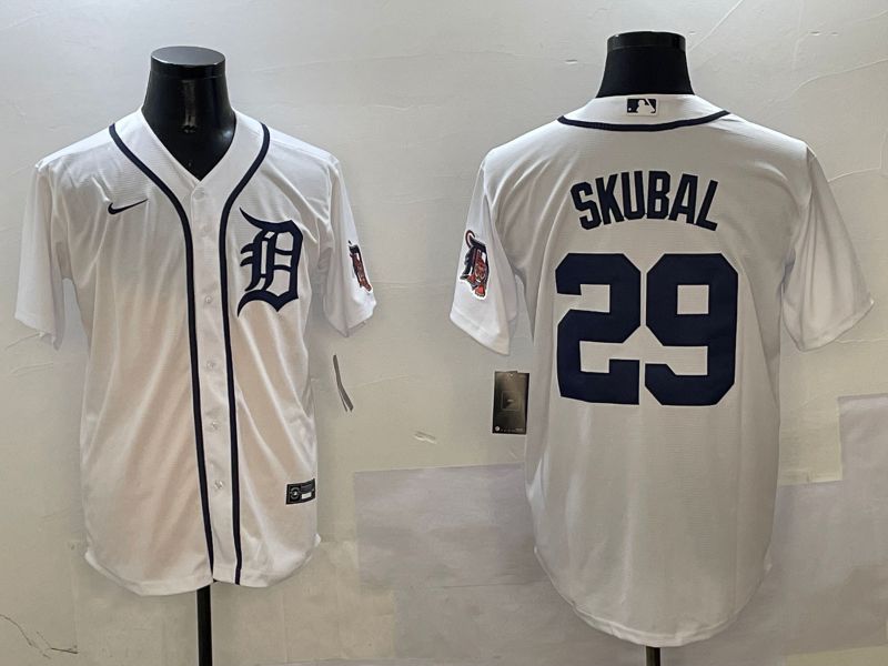 Men Detroit Tigers 29 Skubal White Game 2025 Nike MLB Jersey style 5